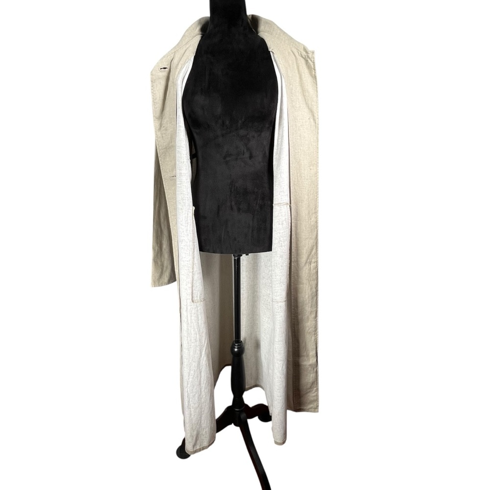 Maralyce Ferree Linen Coat Long Duster Cream Jacket Minimalist Trench Small - Picture 10 of 16